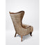 Curved Flared Tibetan Sheep & Leather Wingback Chair