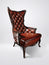 Curved Flared tufted Leather & Cowhide Wingback Chair