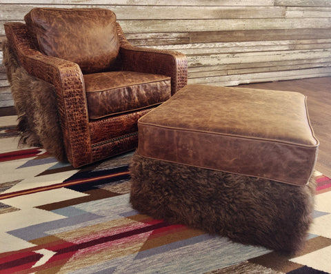 Yellowstone Buffalo Ottoman - 30" x 24"