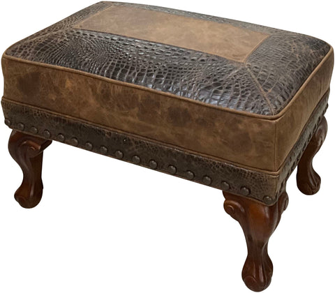 Walnut Crest Ottoman - 27 " x 17"