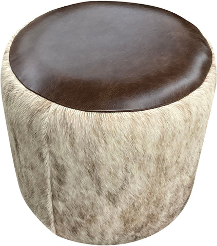 Kodiak Light Cowhide Barrel Ottoman