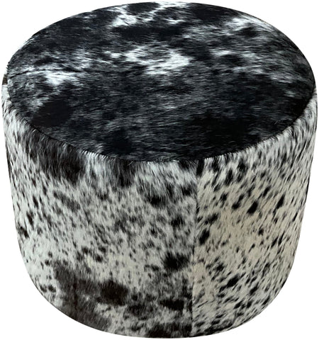 Black & White Speckled Barrel Ottoman - 18" Round