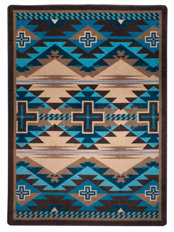 American Dakota Trader Rugs Rustic Cross - Indigo Turquoise