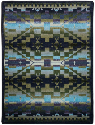 American Dakota Trader Rugs Rainbow Blanket  - Blue Shades