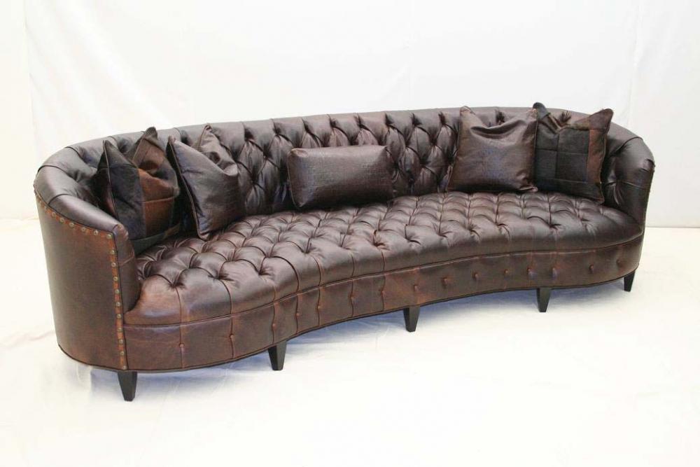 Curved Tufted Leather Sofa - Old Hickory Tannery