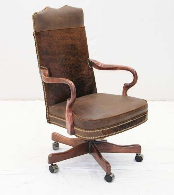Brindle Hair on Hide Office Chair - Old Hickory Tannery