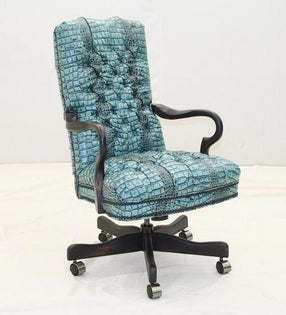 Turquoise Croco Office Chair - Old Hickory Tannery