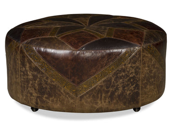Tristin Patches Leather Ottoman
