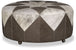 Tristin Patches Leather and Cowhide Ottoman - Grey