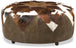Tristin Patches Leather and Cowhide Ottoman - Tricolor