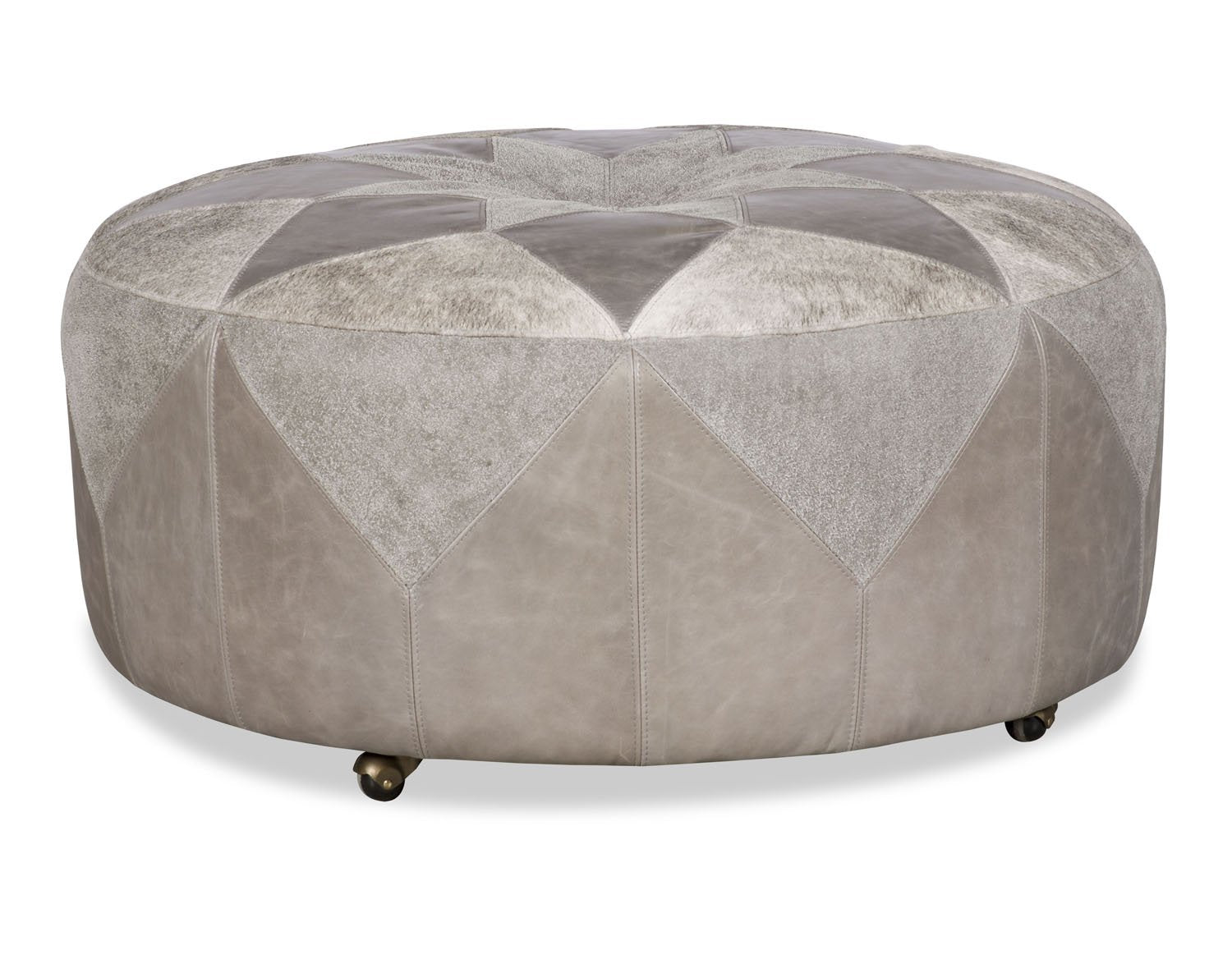 Tristin Cowhide and Leather Ottoman