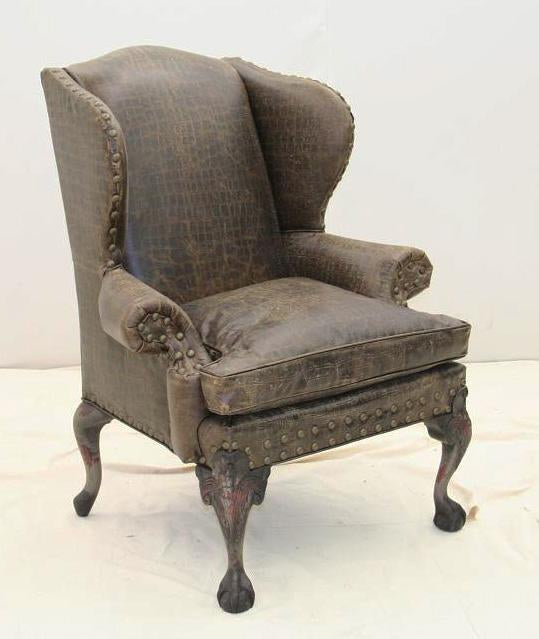 Swamp Croc Wingback Chair - Old Hickory Tannery