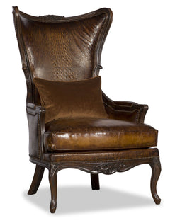 Danica Leather and Croc Chair - Antique Chestnut