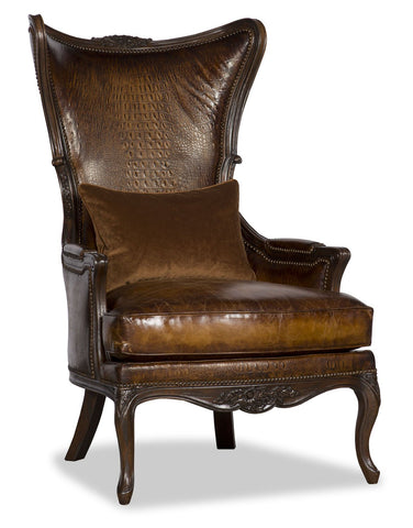 Danica Leather and Croc Chair - Antique Chestnut