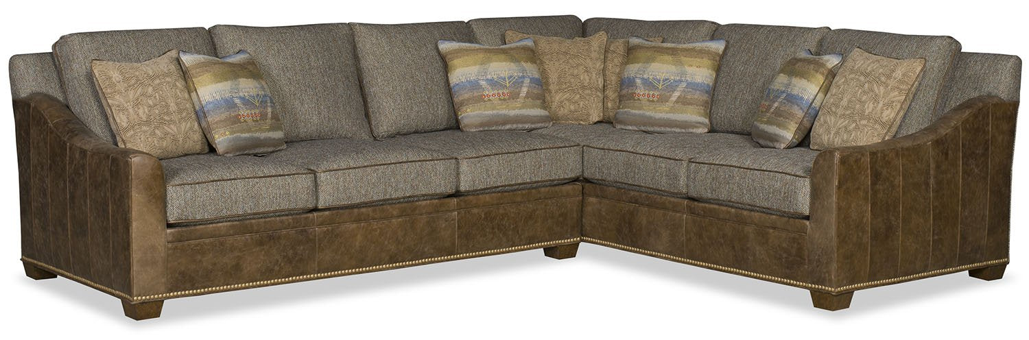 Choices Grande Sectional Fabric and Leather - Grey with Brown