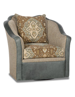Loretta Swivel Chair with Turquoise Accents