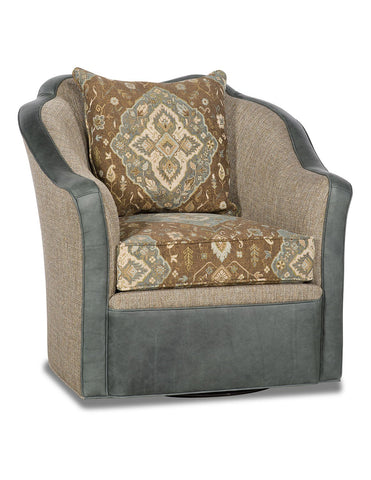 Loretta Swivel Chair with Turquoise Accents