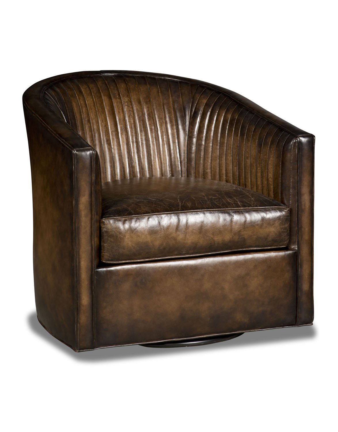 Sadie Swivel Chair with Antique Brown Leather
