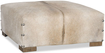 Hobbs Cowhide Ottoman - Ashen
