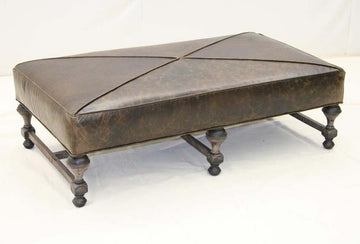 Espresso Leather Cocktail Ottoman - Old Hickory Tannery