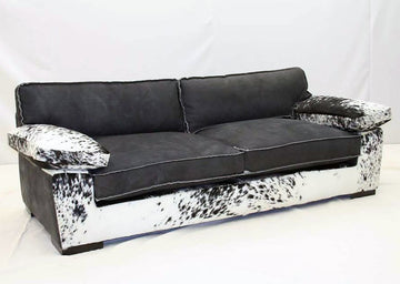 Black Saddle Leather Sofa - Old Hickory Tannery