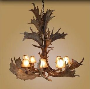 8 Light Tall Fallow Antler Chandelier (AWC-2)