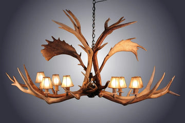 8 Light Elk/Fallow Elongated Antler Chandelier (AWC-21)