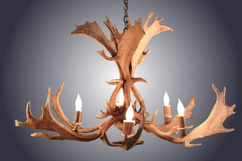 6 Light Fallow Antler Chandelier (AWC-23)