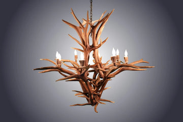 8 Light Inverted Elk Antler Chandelier (AWC-27)