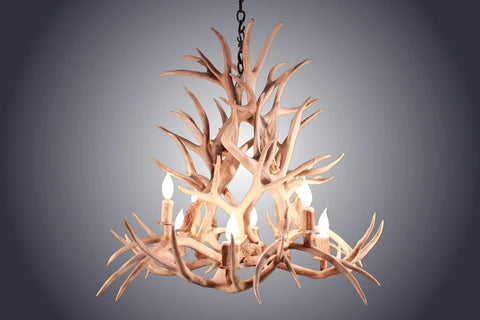 8 Light Magnolia Mule Deer Antler Chandelier (AWC-30)