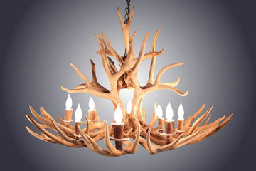 8 Light Oval Mule Deer Antler Chandelier (AWC-5)