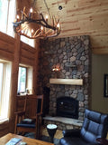 8 Light Elk/Mule Deer Round Ring Antler Chandelier (Chain Build Up) (AWC-62)