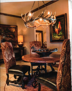 8 Light Elk/Mule Deer Round Ring Antler Chandelier (Chain Build Up) (AWC-62)