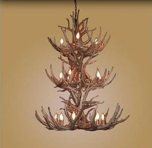 18 Light Triple Tier Mule Deer Antler Chandelier (AWC-8)
