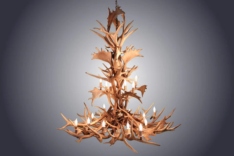 18 Light Elk & Fallow Antler Chandelier (AWC-86)