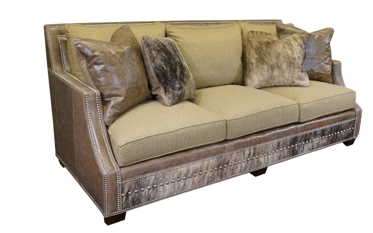 Adrian Contemporary Western Cowhide Sofa - Grey
