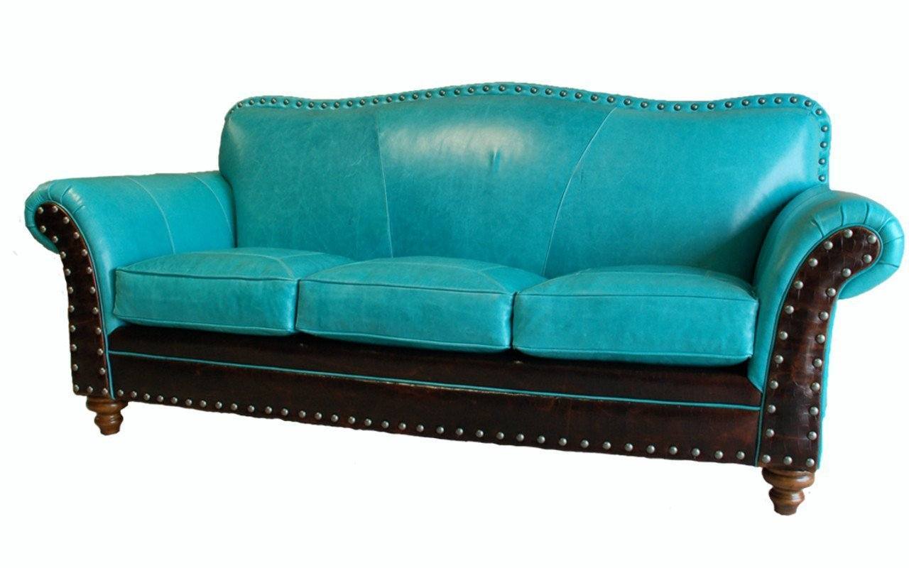 Albuquerque Turquoise Western Leather Sofa