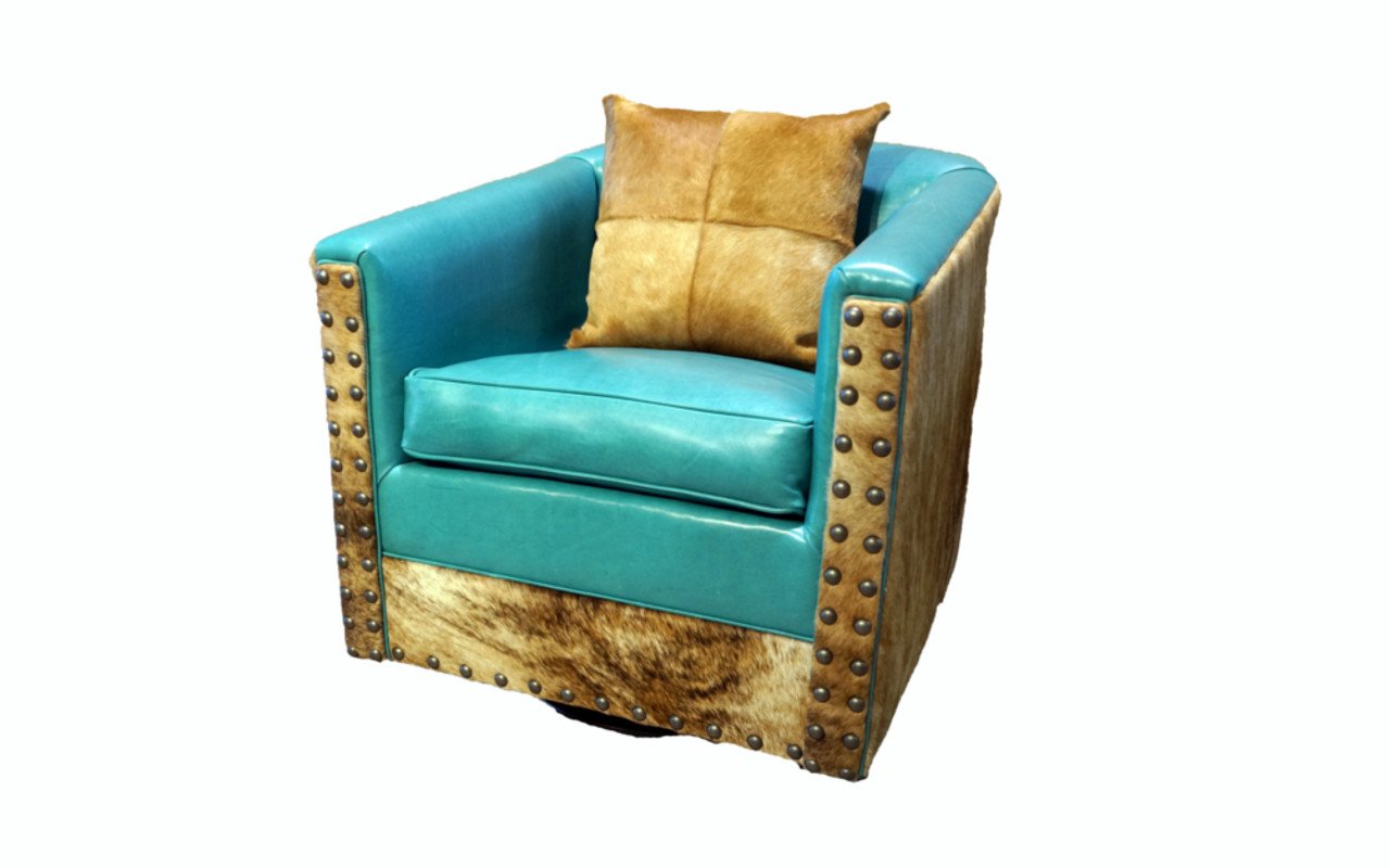 Albuquerque Turquoise Western Leather Swivel Glider