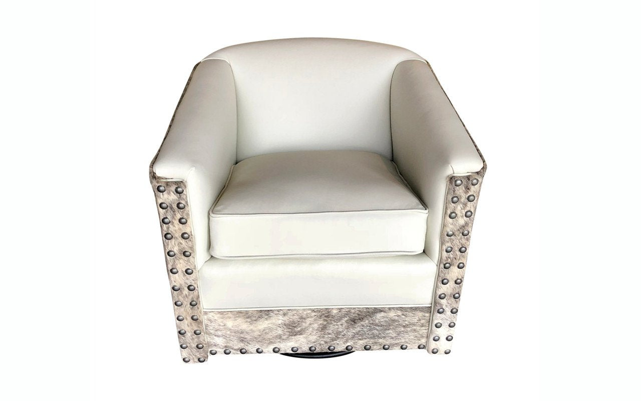Avalanche Mountain Modern Cowhide Swivel Glider