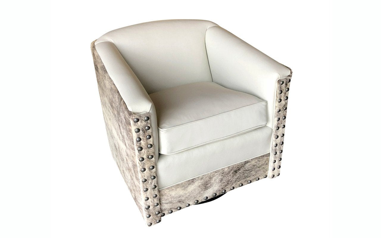 Avalanche Mountain Modern Cowhide Swivel Glider