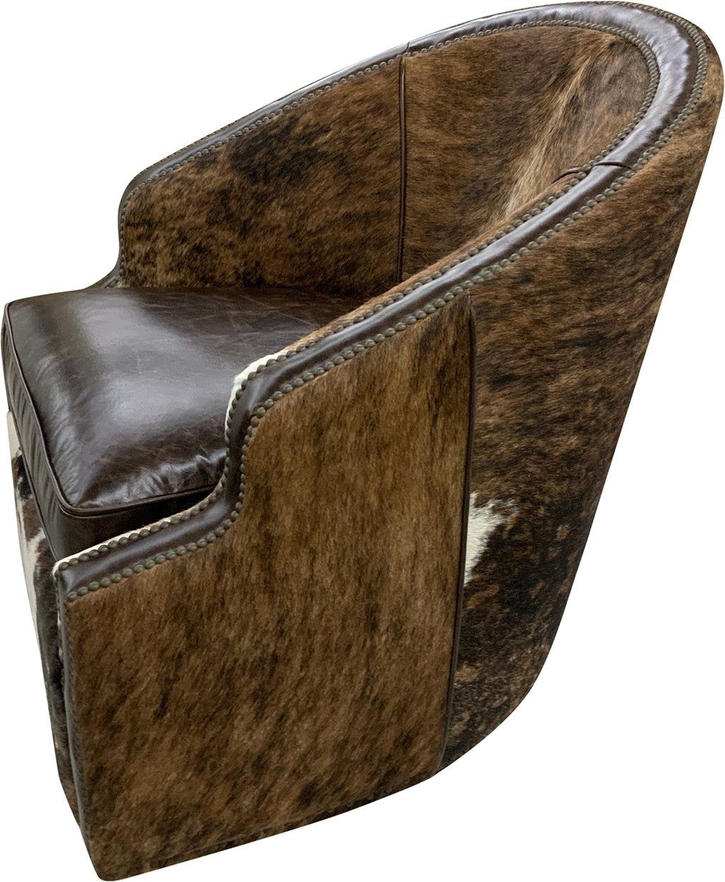 Cowhide barrel shop chair