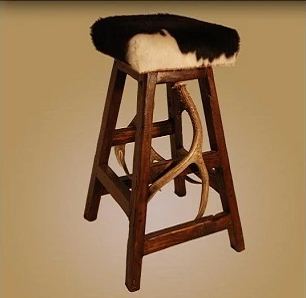 Cowhide Barstool w/ Antler (BS-1)