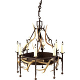 8 Light, Single Tier Lodge with Antlers