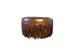 Cowboy Up 36" Round Fringed Cowhide Ottoman