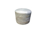 Cowhide 24" Round Patchwork Ottoman - white
