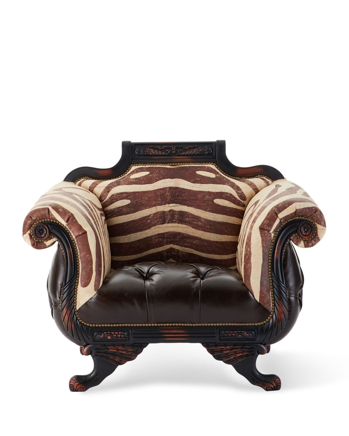 Marcus Tufted Leather Zebra Cowhide Chair Old Hickory Tannery