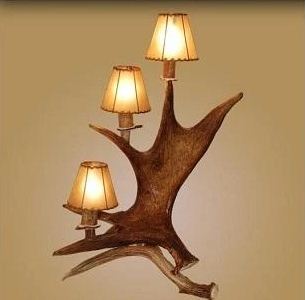 Moose Antler Standing 3 Light Lamp (L-3)