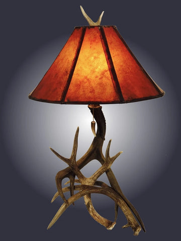 3 Horn Mule Deer Antler Table Lamp (L-6)