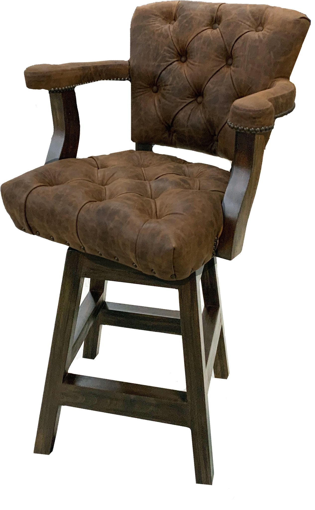 Pecan Axis Tufted Western Barstool