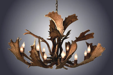 12 Light Single Tier Fallow Antler Chandelier (SKU-107)